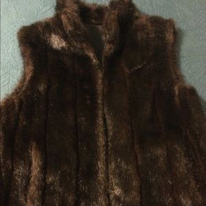 Faux mink vest reversible